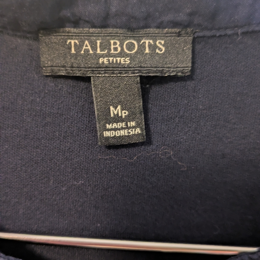 Talbots Navy Long-Sleeve Pintuck Henley Top - Picture 5 of 7